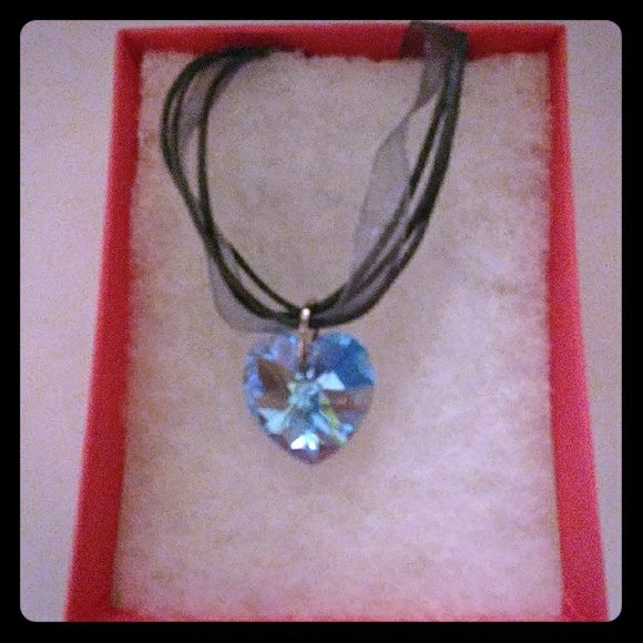 Aruba Blue Crystal Heart Necklace - Picture 1 of 8